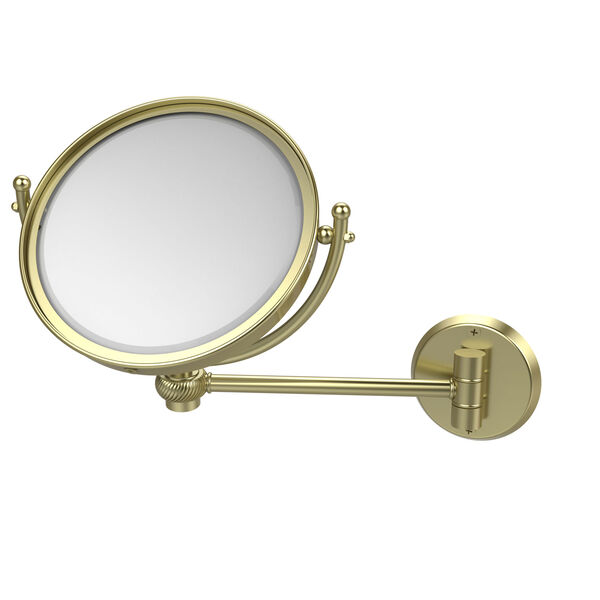 8 Inch Wall Mounted Make-Up Mirror 4X Magnification, Satin Brass, image 1