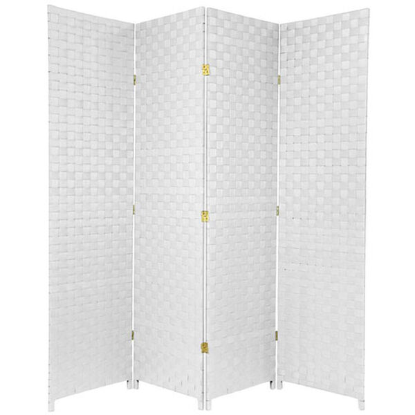 Six Ft. Tall Woven Fiber Outdoor All Weather Room Divider Four Panel White, Width - 70 Inches, image 1
