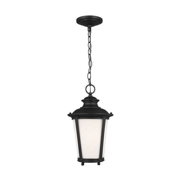 Cape May Black One-Light Outdoor Pendant with Etched White Inside Shade, image 1