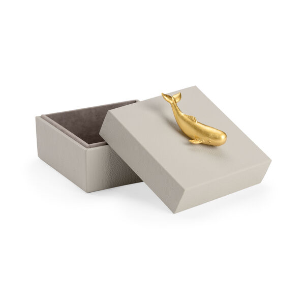 Pam Cain  Light Gray and Metallic Gold Whale Handle Box, image 2