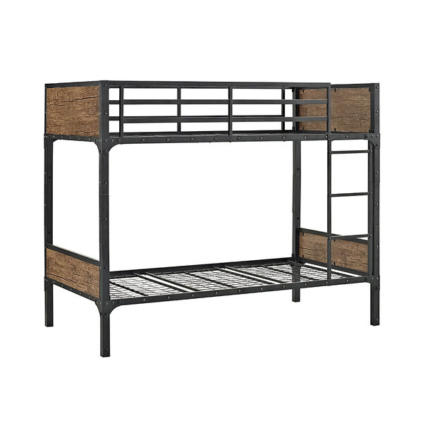 Twin over Twin Rustic Wood Bunk Bed - Brown, image 4