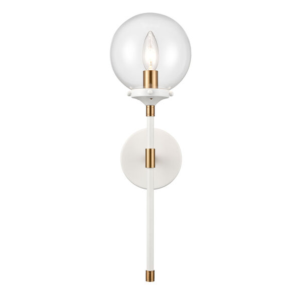 Boudreaux Matte White and Satin Brass One-Light Wall Sconce, image 1