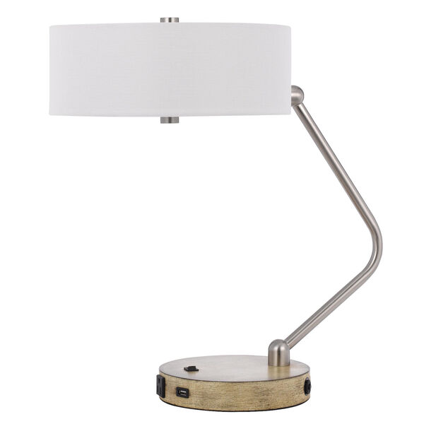 Marcos Brushed Steel and Natural Two-Light Desk Lamp, image 1