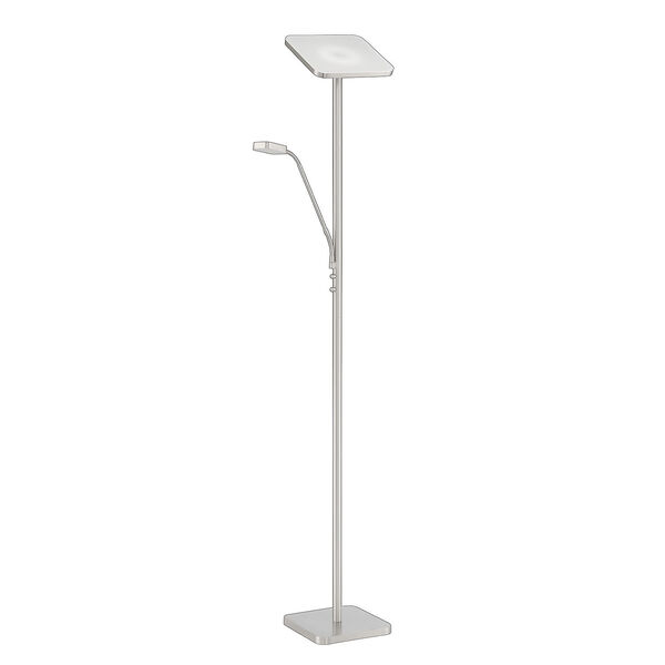 Ella Satin nickel Integrated LED Torchiere Floor Lamp with Reading Light, image 3