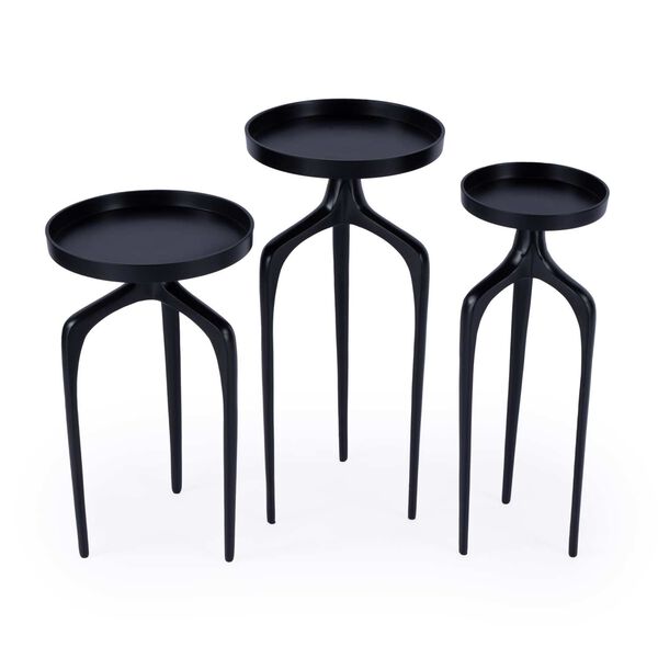 Emilie Black Outdoor Scatter Table, Set of Three, image 2