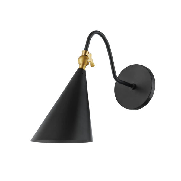 Lupe Aged Brass Soft Black One-Light Wall Sconce, image 1