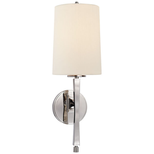 Edie Sconce in Polished Nickel with Linen Shade by Thomas O'Brien, image 1