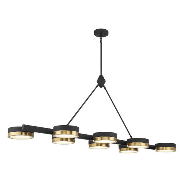 Ashor Matte Black and Warm Brass Eight-Light Integrated LED Chandelier, image 4