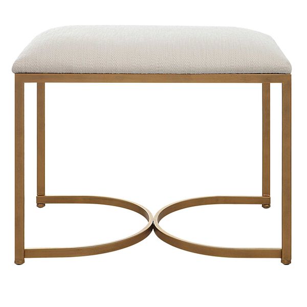 Whittier Brushed Brass and Crisp White Half Circle Accent Bench, image 1