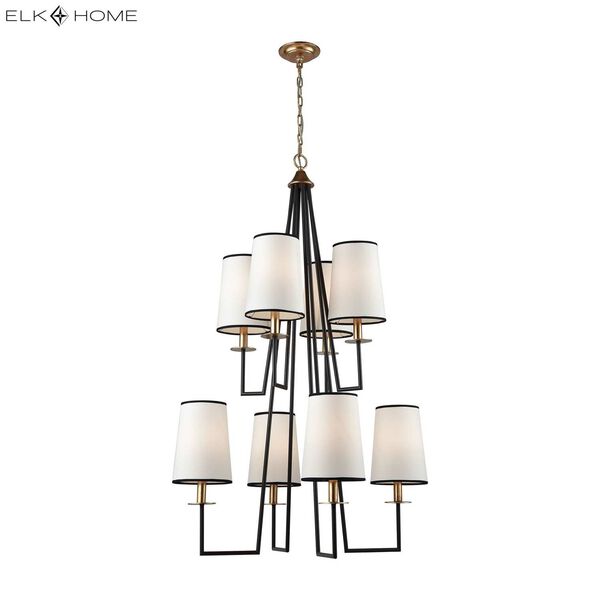 Nico Oil Rubbed Bronze and Antique Gold Leaf Eight-Light Chandelier, image 2