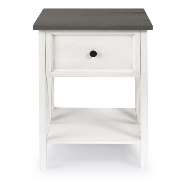 Natalee Gray and White One Drawer Side Table, image 2