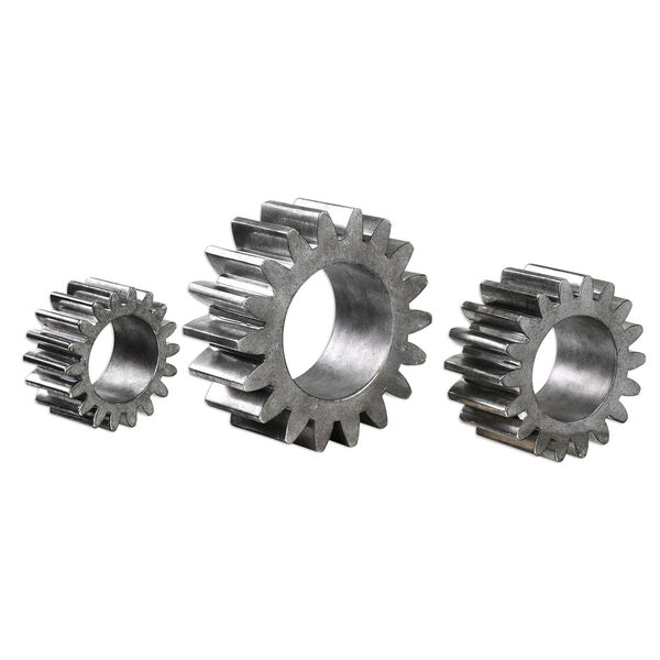 Gears Silver Sculpture, Set of 3, image 1