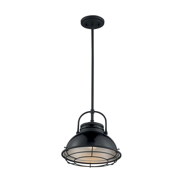 Upton Gloss Black and Silver 12-Inch One-Light Pendant, image 1