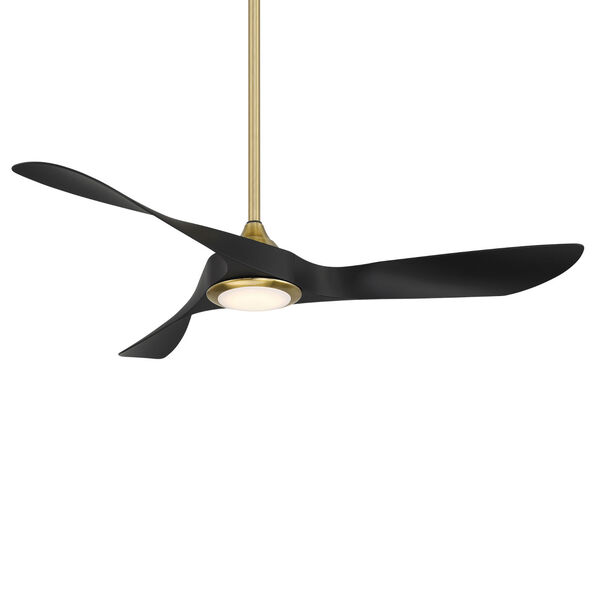 Swirl Soft Brass Matte Black 54-Inch LED Smart Indoor Outdoor Ceiling Fan, image 1