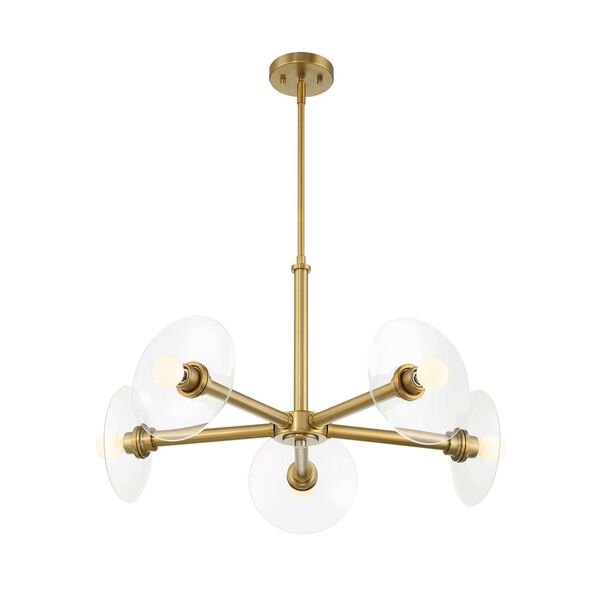Litto Brushed Gold Five-Light Chandelier with Clear Glass Shades, image 6