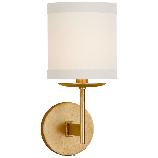 Walker Small Sconce in Gild with Cream Linen Shade by kate spade new york, image 1