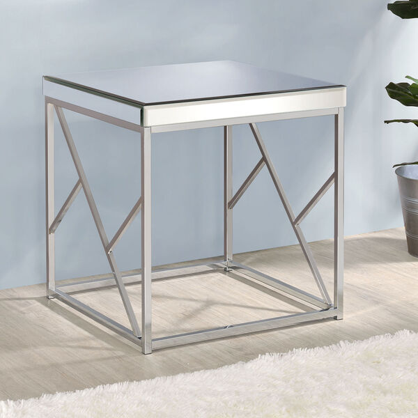 Evelyn Chrome Mirror Top End Table, image 2