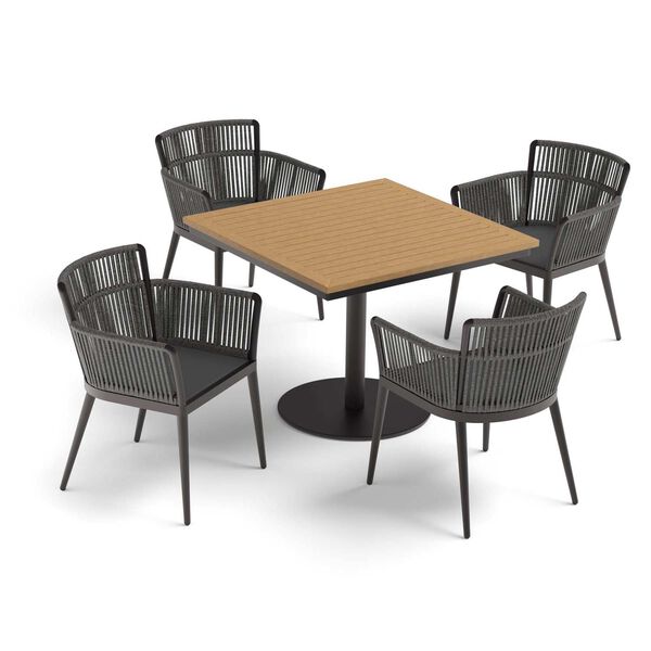 Nette and Travira Brown Black Five-Piece Square Dining Table and Nette Armchairs Set, image 1