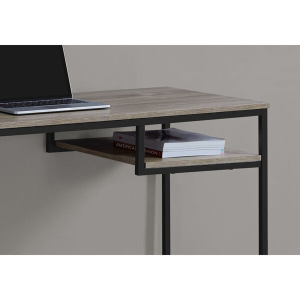 Dark Taupe and Black 22-Inch Computer Desk with Open Shelf, image 3
