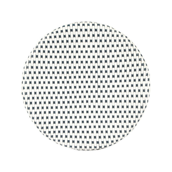 Tobias White and Navy Dot on Natural Rattan Counter Stool, image 5
