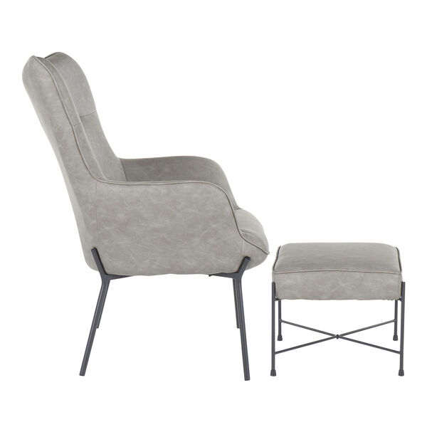Izzy Black and Gray Chair with Ottoman, image 2
