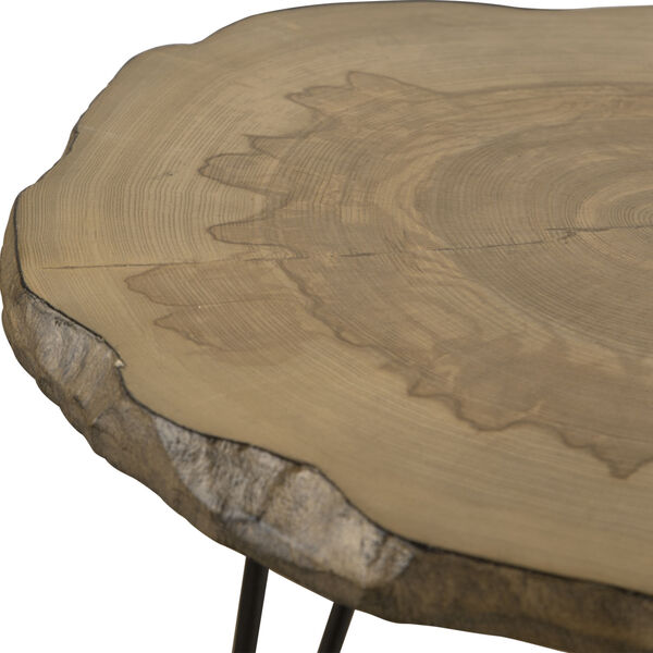 Runay Aged Black and Brown Wood Slab Side Table, image 4