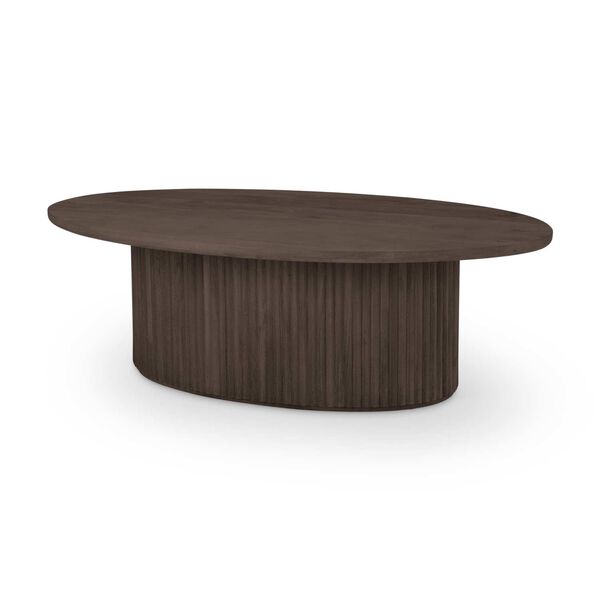 Terra Dark Brown Wood Oval Fluted Coffee Table, image 1