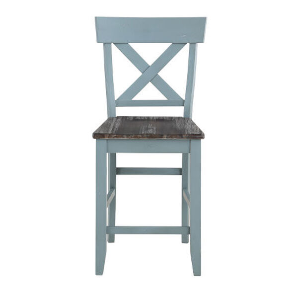 Bar Harbor Blue 41-Inch Crossback Counter Height Dining Chair, Set of 2, image 2