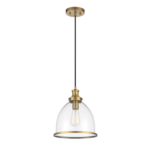 Lowry Natural Brass 11-Inch One-Light Pendant with Clear Glass, image 3