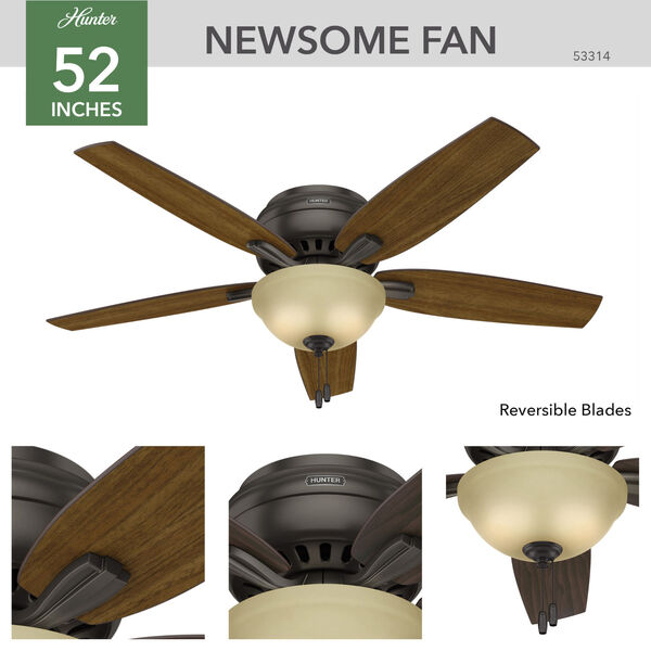 Newsome Premier Bronze 52-Inch Two-Light Fluorescent Ceiling Fan, image 4