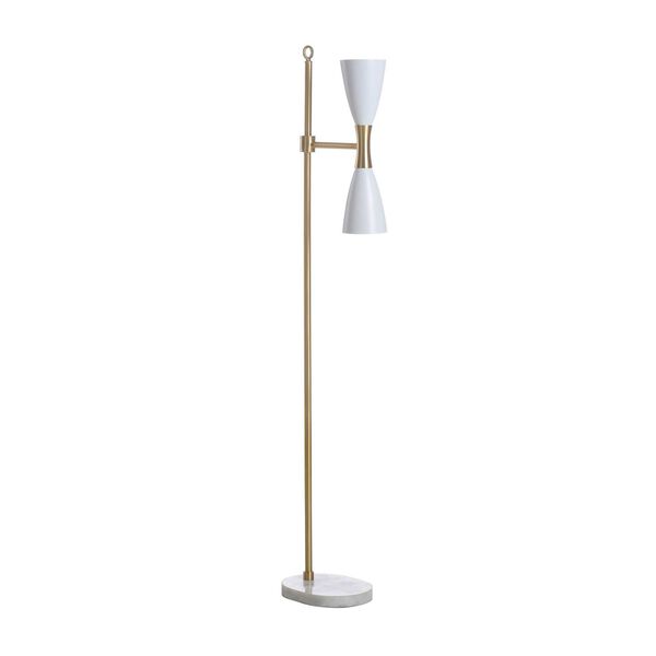 Ada Antique Brass and White Two-Light Floor Lamp, image 3