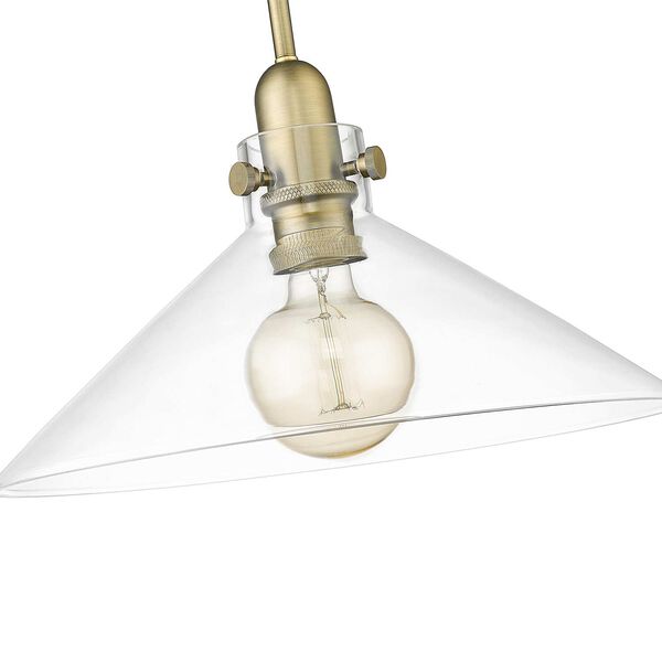 Dwyer Antique Brass One-Light Pendant with Clear Glass, image 4