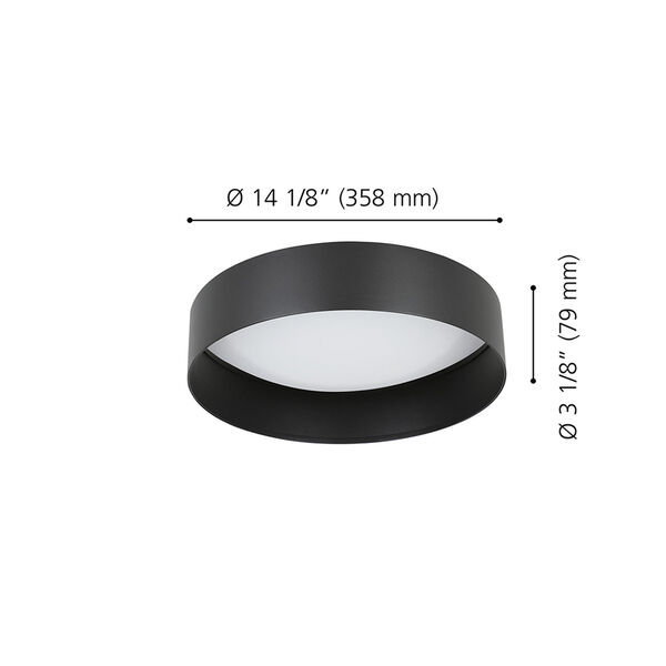 Ester Structured Black Integrated LED Flush Mount with White Acrylic Shade, image 4