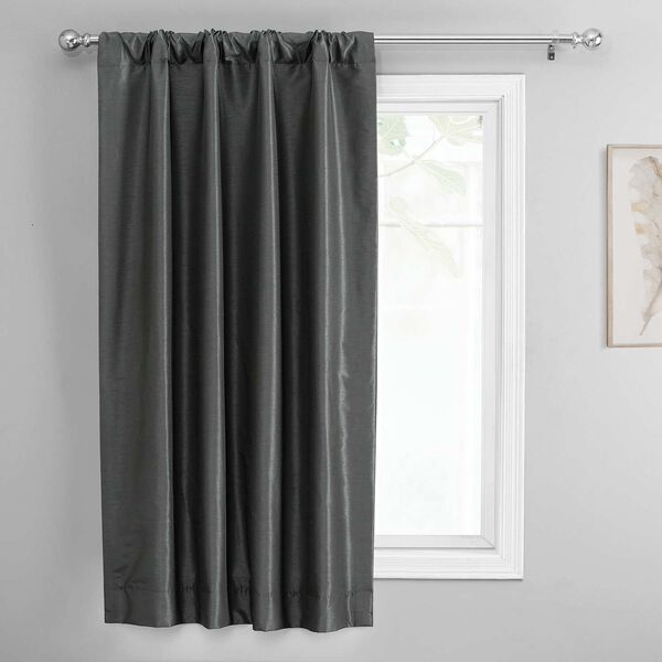 Arrowhead Grey Vintage Textured Faux Dupioni Silk Tie-Up Window Shade Single Panel, image 5