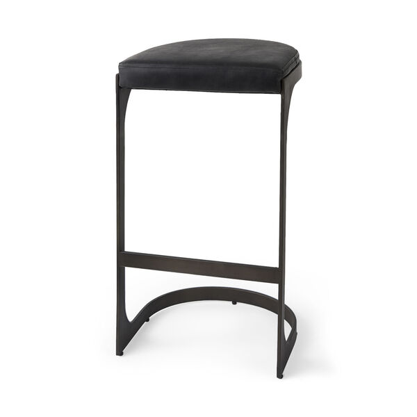 Tyson Black 17-Inch Leather Seat Bar Height Stool, image 1
