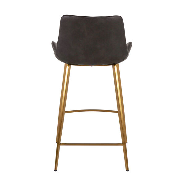 Hines Charcoal Brown and Stainless Gold 26-Inch Counter Height Stool, image 3