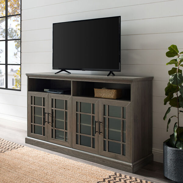 Slate Gray 58-Inch Classic Glass Door TV Console, image 5