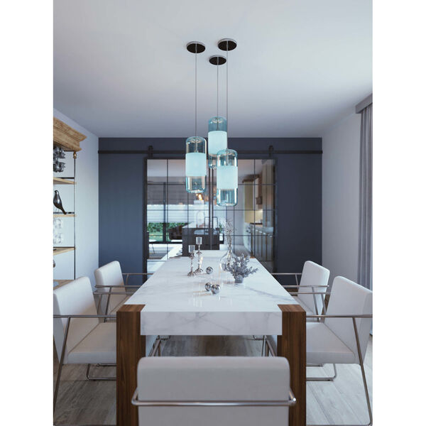 Hermosa Satin Nickel Three-Light Linear Pendant with Clear Glass Shade, image 2