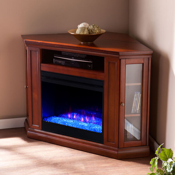 Claremont Brown mahogany Color Changing Convertible Corner Electric Fireplace, image 4