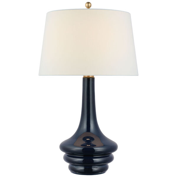 Wallis Large Table Lamp in Mixed Blue Brown with Linen Shade by Chapman  and  Myers, image 1