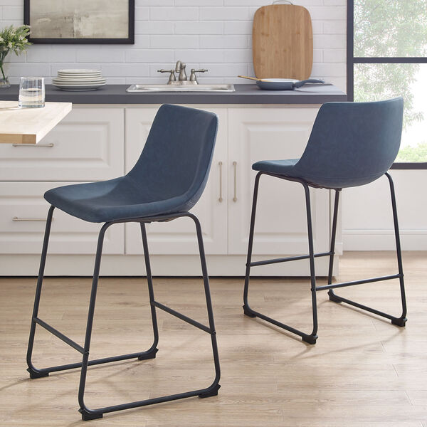 Navy Blue and Black Counter Stool, Set of 2, image 2