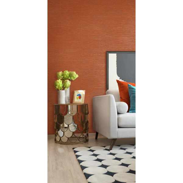 Color Digest Orange Ramie Weave Wallpaper - SAMPLE SWATCH ONLY, image 2