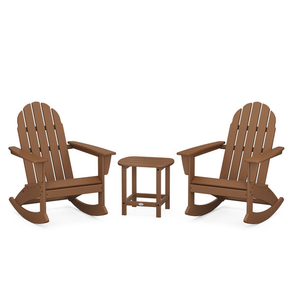 Vineyard Teak Outdoor Adirondack Rocking Chair Set with Side Table, 3-Piece, image 1