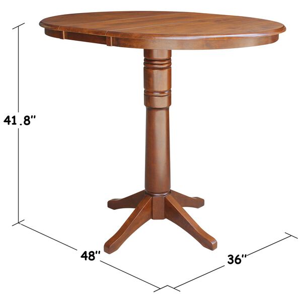 Espresso Round Pedestal Bar Height Table with 12-Inch Leaf, image 5