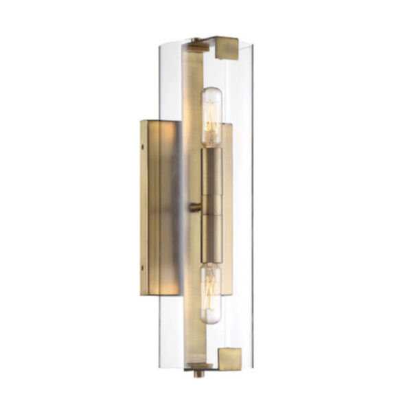 Cora Polished Brass Five-Inch Two-Light Wall Sconce, image 1