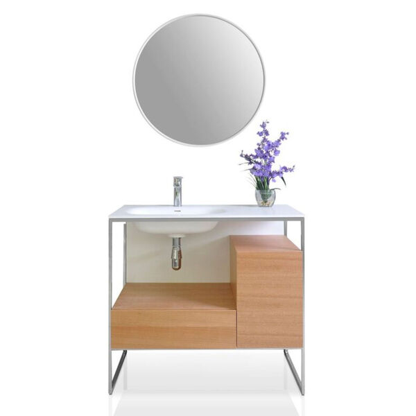 Tory Natural Walnut 36-Inch Vanity Console with Mirror, image 1
