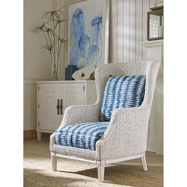 Ocean Breeze White and Blue Vero Wing Chair, image 2