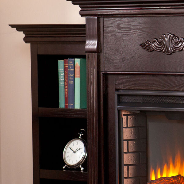 Tennyson Espresso Electric Fireplace with Bookcases, image 2
