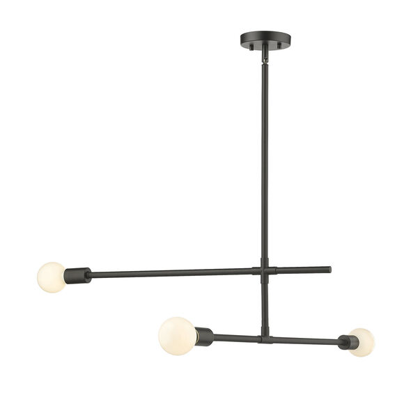 Modernist Matte Black Three-Light Mini Chandelier, image 5