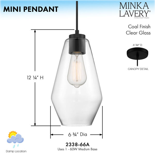 Coal Seven-Inch One-Light Mini Pendant, image 2